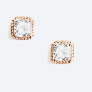 KATE SPADE Save The Date Pave Princess Cut Studs Rose Gold